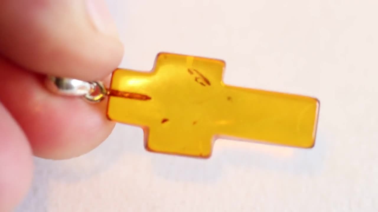 Ciondolo Croce In Ambra Baltica E Argento 925 | B-A-L Baltic Amber Land | Gioiello Fatto A Mano