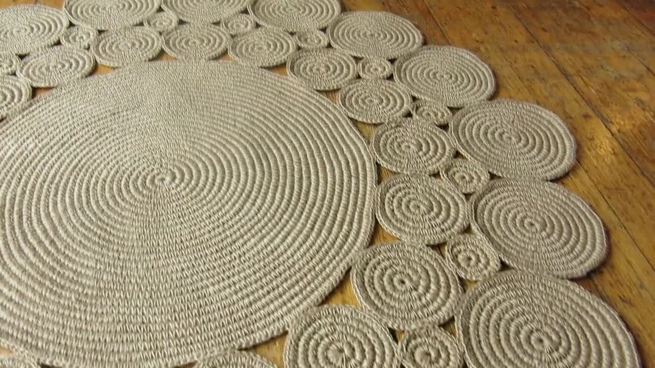 Handmade Jute Rug, Hand Crochet Jute Rug, Rustic Style Rug, 100