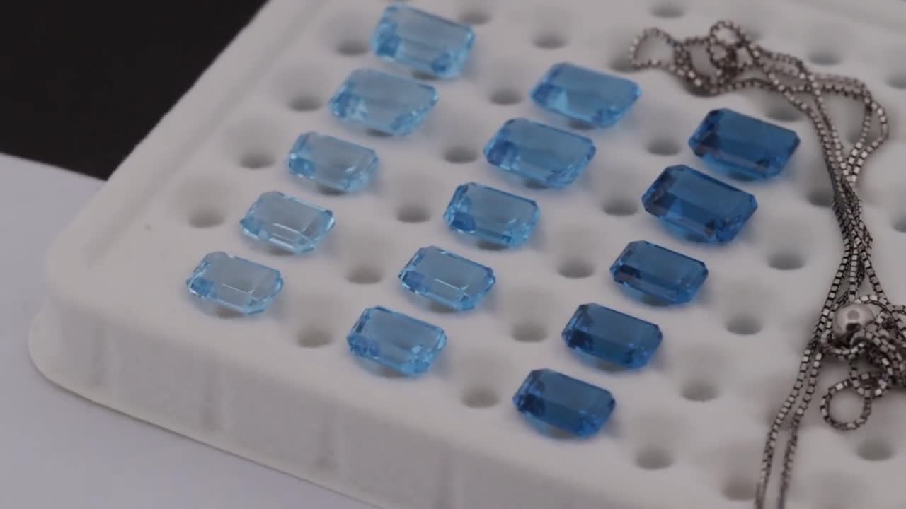 5x7mm-10x14mm Octagon Topaz Swiss Blue Nano Crystal Heat Resistant