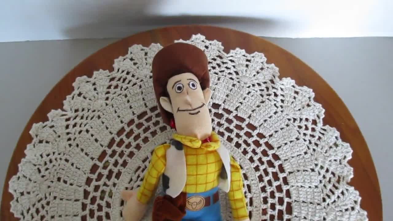 Vintage Woody Disney Plush Toy - Collectible Soft Stuffed Doll, Classic Pixar video poster