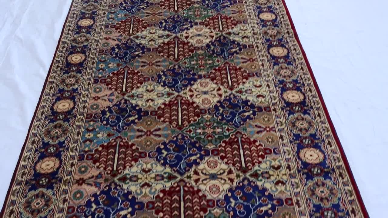 ハンドメイドのアフガニスタンウールランナーラグ：ネイビーブルー