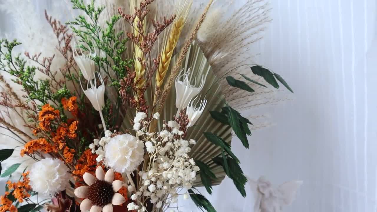  Huminbo Flores secas, decoración de pasto de las Pampas,  pompas, flores esponjosas, 100 tallos pequeños pompones a granel natural :  Hogar y Cocina