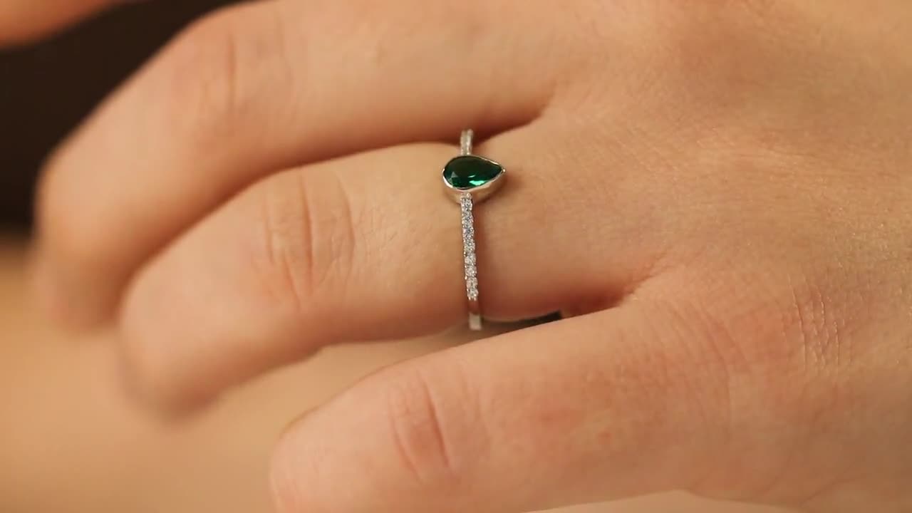 Emerald Engagement Gold Ring, Diamond in 14k Gold Ring, Emerald Ring,  Dainty Ring, Rings for Women, May Birthstone Ring, Handmade Jewelry -   Singapore