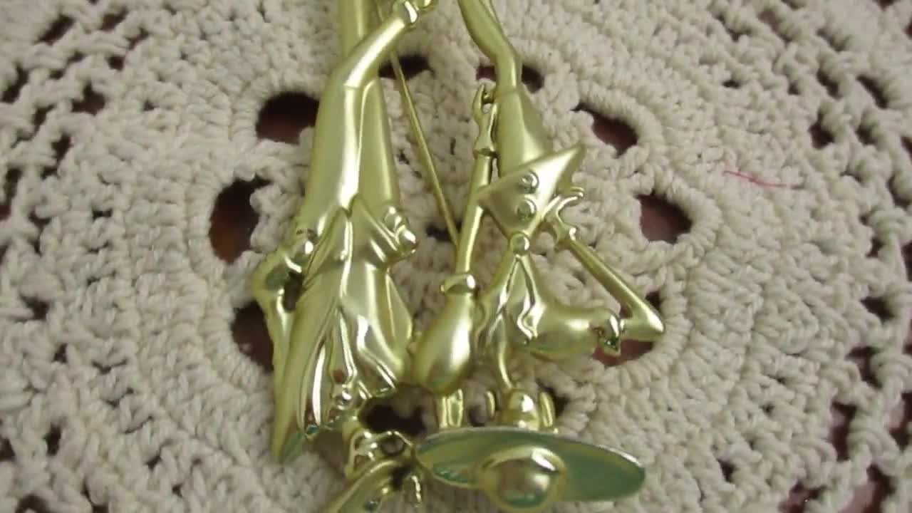 Vintage Art Deco Couple Brooch, Gold Tone Gatsby Pin video poster