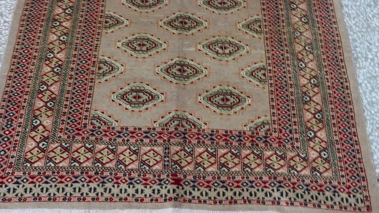 4 x 7フィートのヴィンテージアフガニスタンウールラグ、ハンドメイド