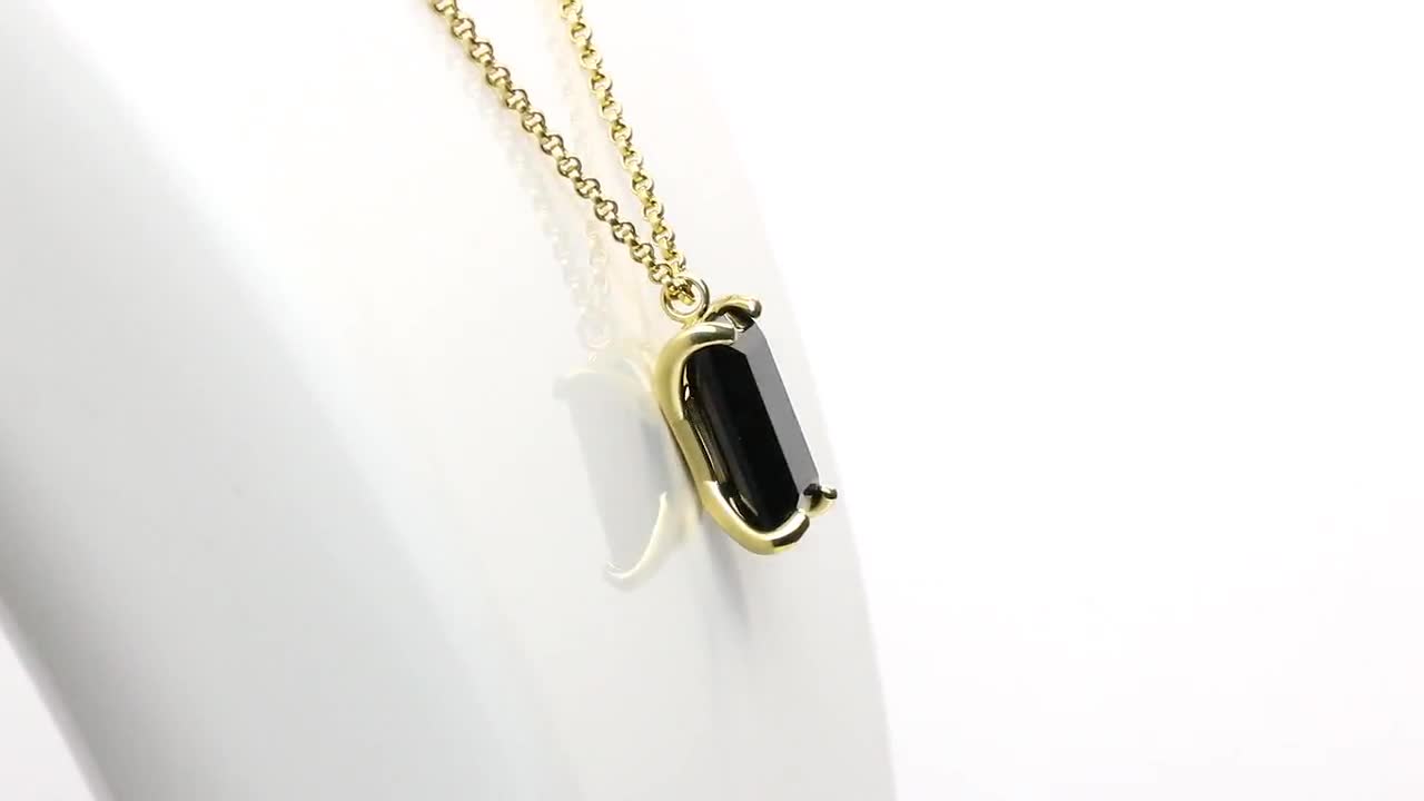 Black Onyx Rectangle Pendant Necklace – 「NOBRANDS」