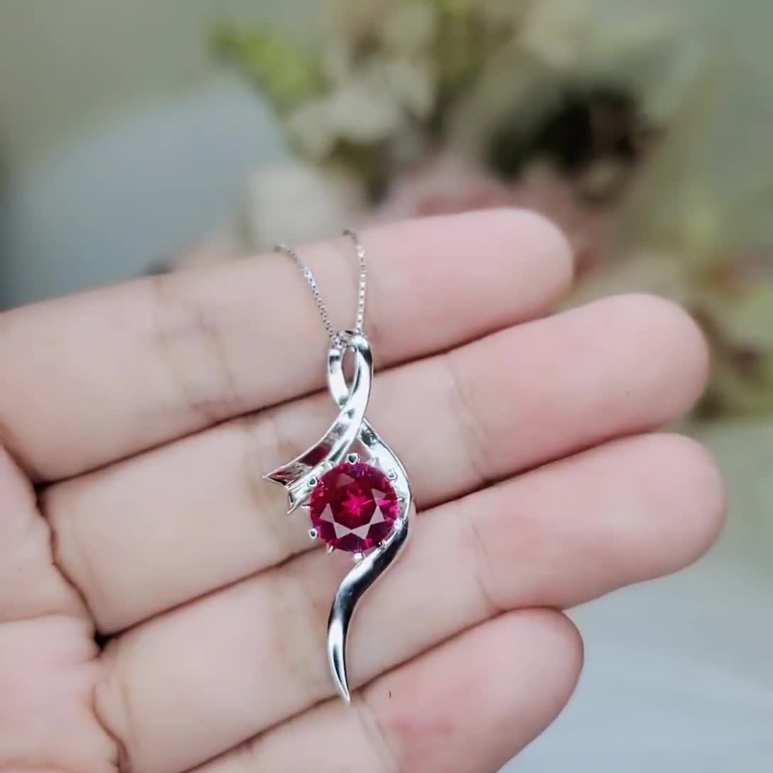 Sterling silver sales ruby necklace