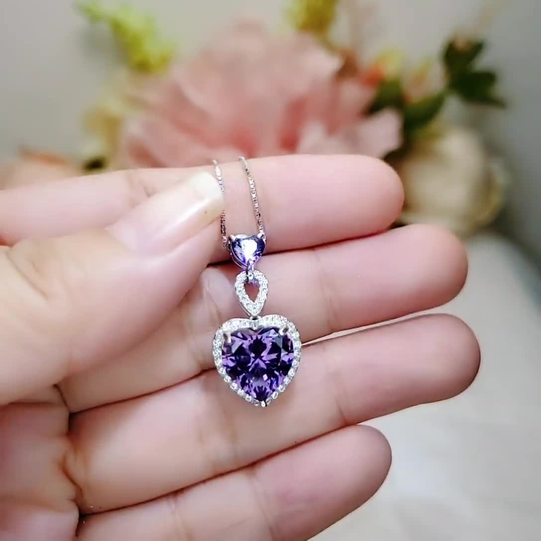 Heart shaped amethyst on sale pendant