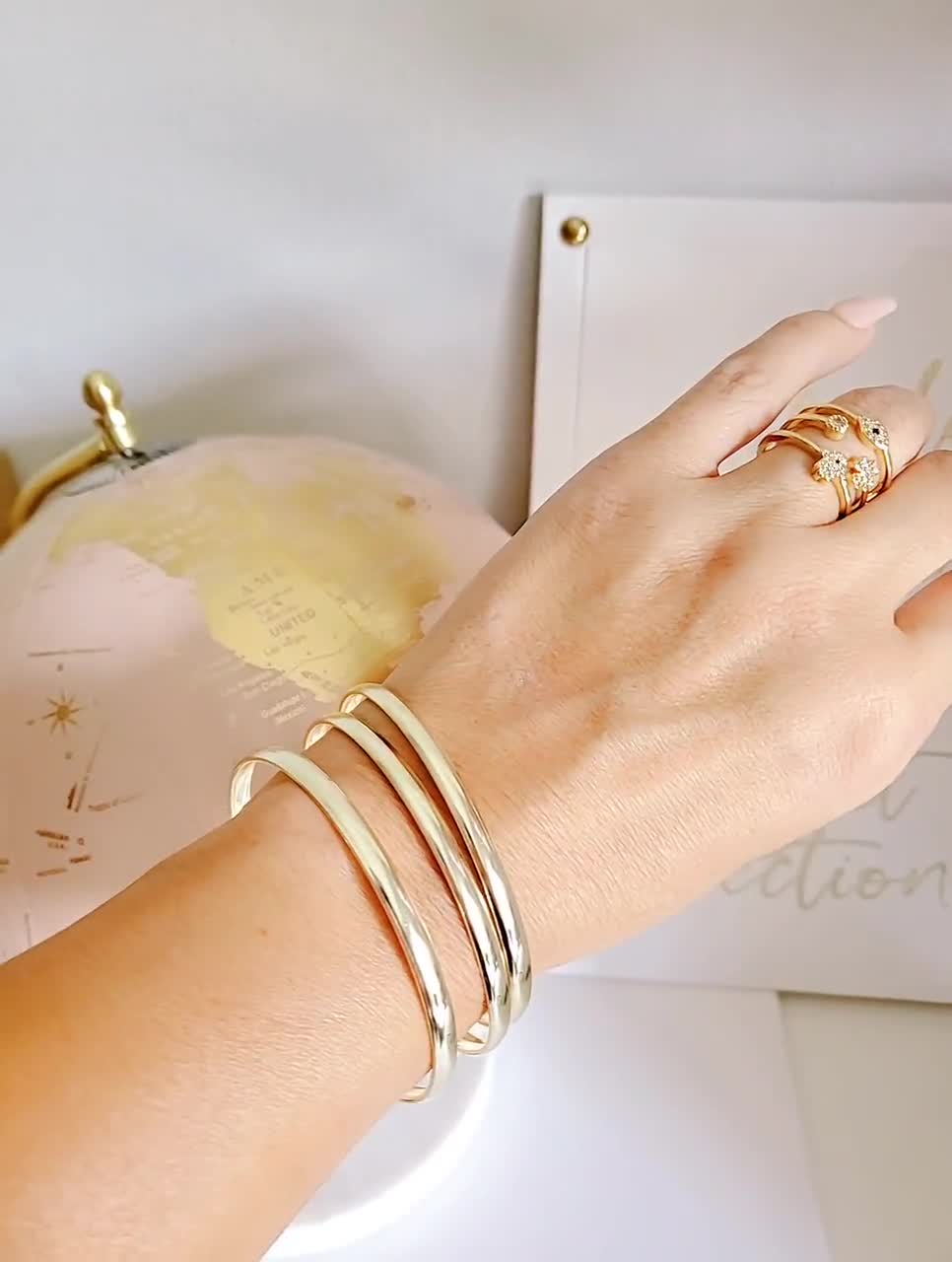 Gold Bangle, Simple Gold Bangles, Stack Bangle, Statement Bracelet