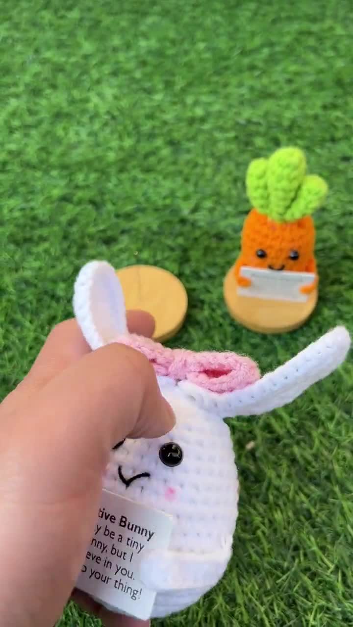 Handmade Bunny Positive Crochet Animal Handmade Crochet Bunny Encouragement Motivation Stress Relief Graduation Mothers Day Birthday Gift Women Cowor