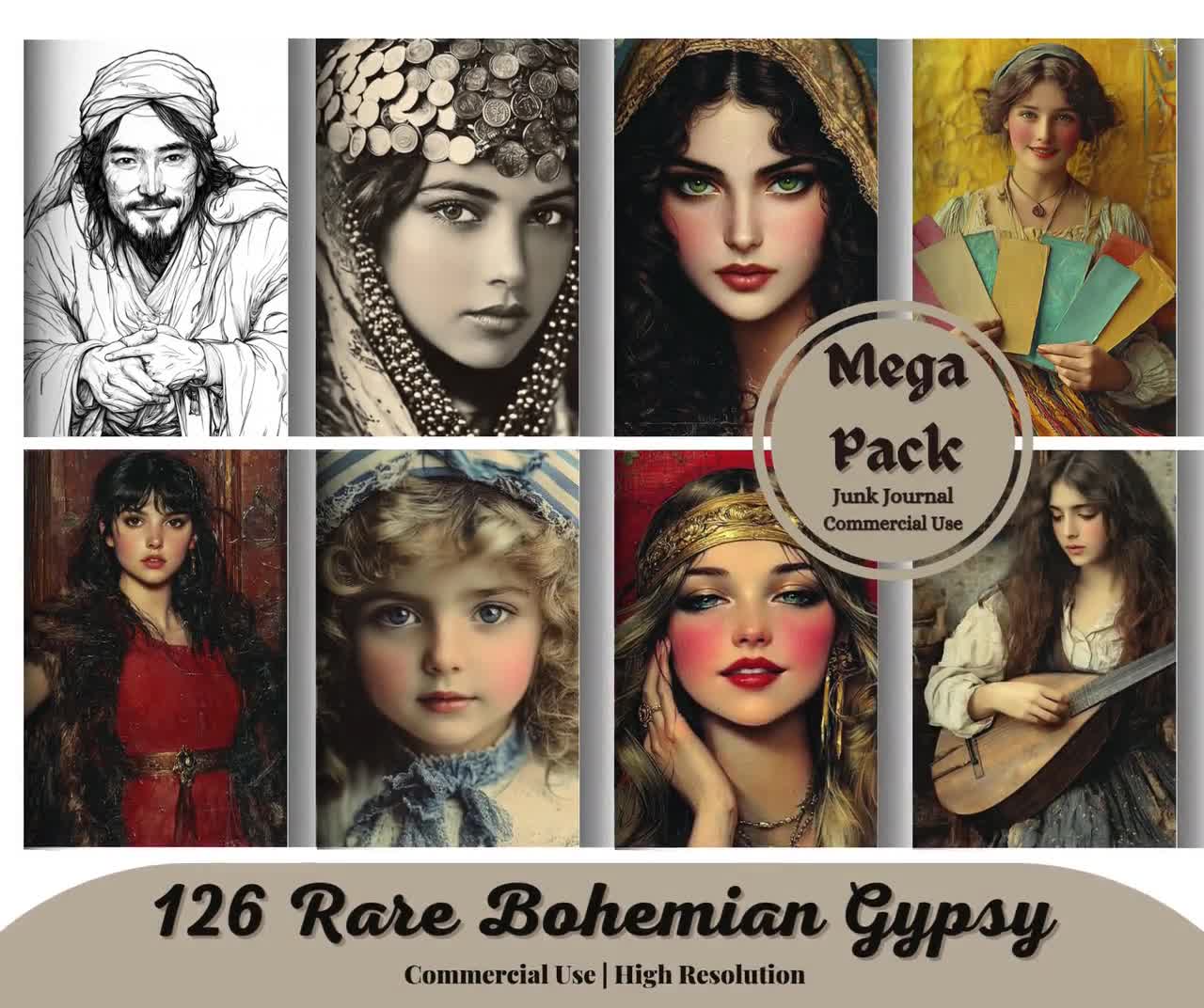 Rare Bohemian Gypsy, Digital Images, Boho, Photos, Vintage, Classic, Digital Ephemera, Bohemia, Vintage Art, Digital Collage, Junk Journal video poster