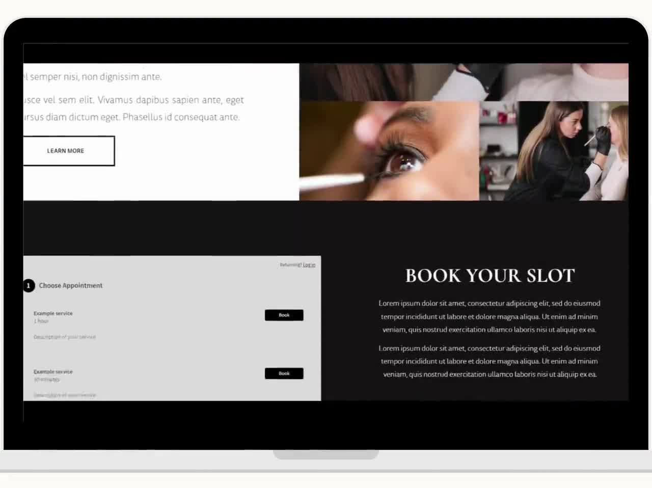 Maquillador/Plantilla de sitio web Black Sleek Beauty/Sitio web de Squarespace 7.1 video poster