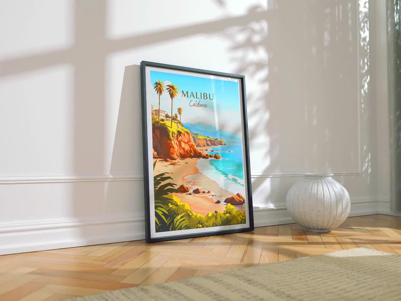 Malibu Travel Poster - California Wall Art for Home Decor, the perfect gift  and a lasting memory | Malibu Print