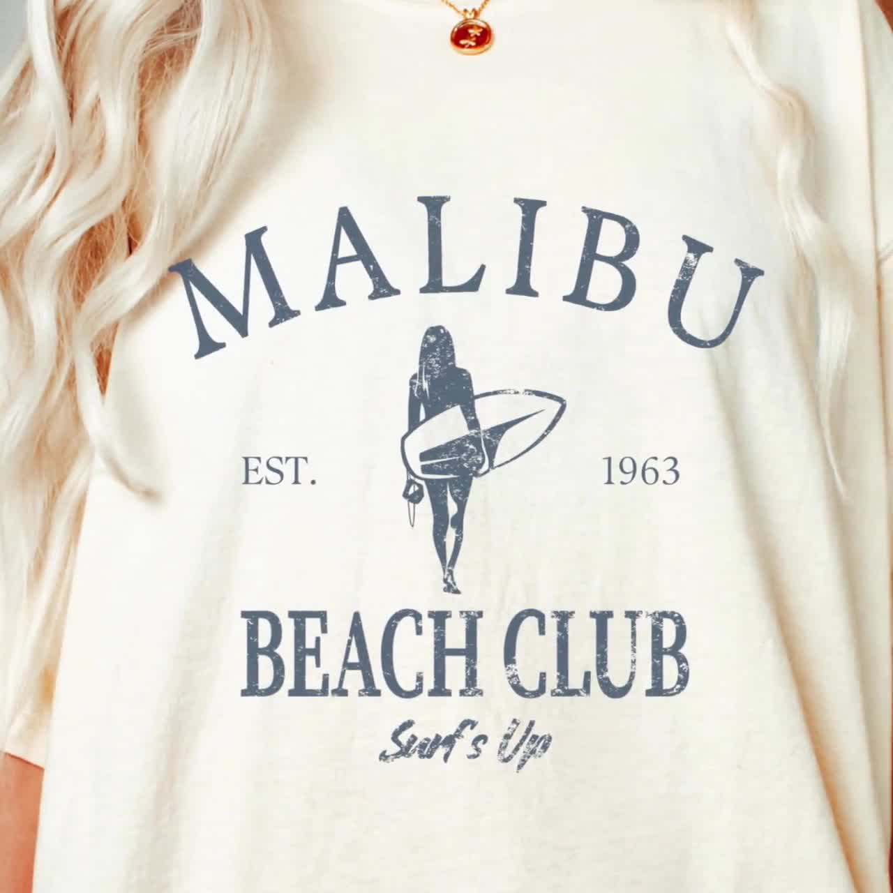 Retro Malibu Beach Club Tshirt Gift, California Surfer Tee