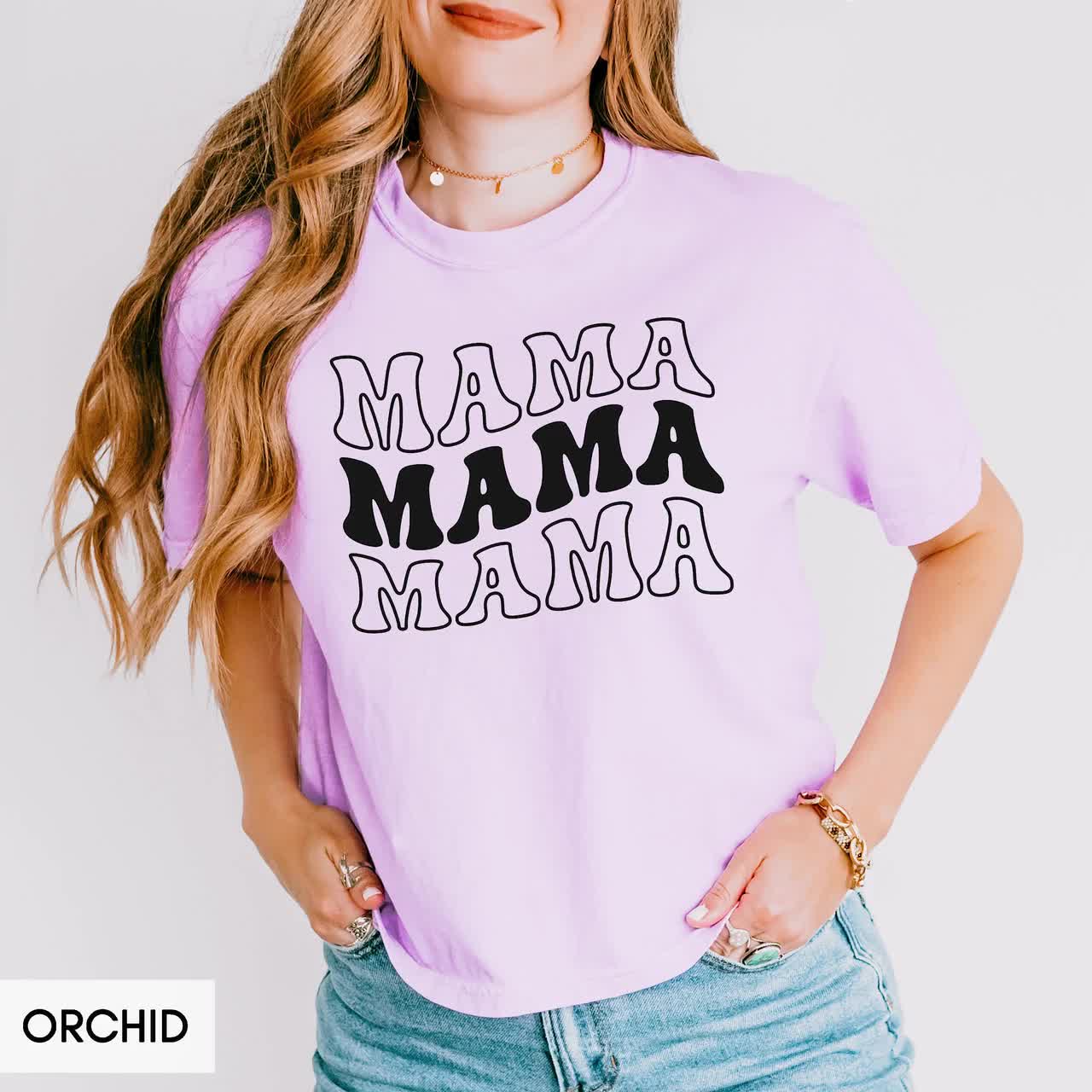 mama❤︎ Comfort Colors® Mama Shirt, Trendy Groovy Cropped Boxy