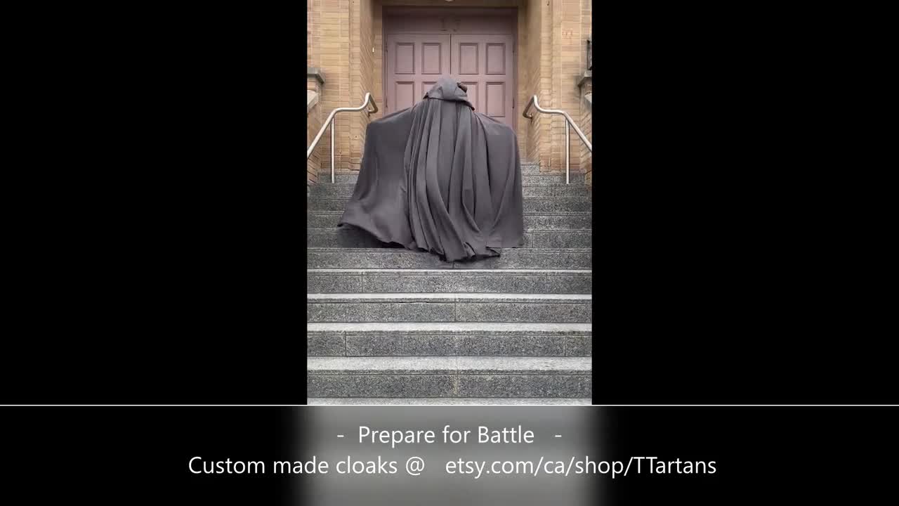 Charcoal Grey Full Circle Cloak Hooded Cloak W/large Pockets Charcoal Grey Full Circle Cloak Hooded Cloak W/large Pockets