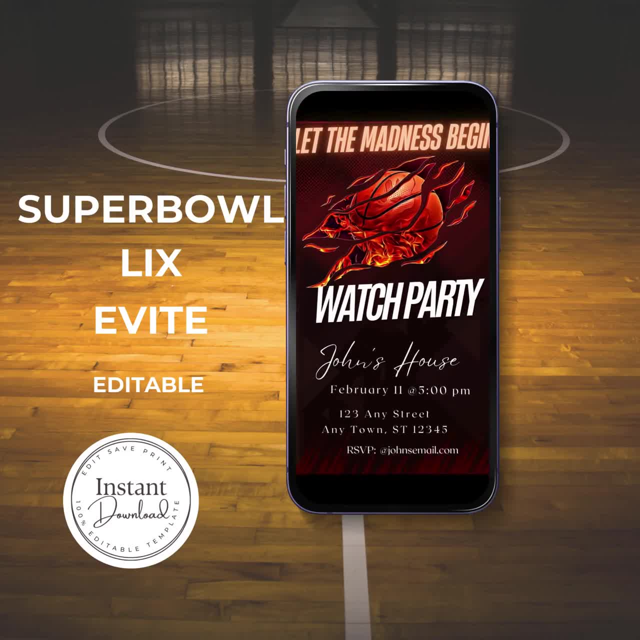 March Madness Final Four Invitation Basketball Theme Party