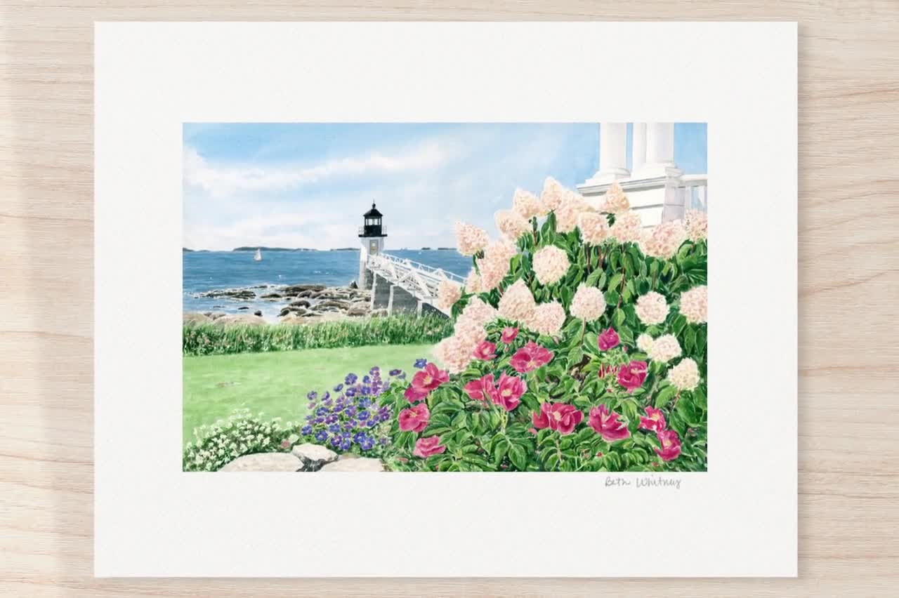 Lámina de acuarela del faro de Marshall Point, decoración de jardín costero de  Maine - Etsy México, image size:1280x852