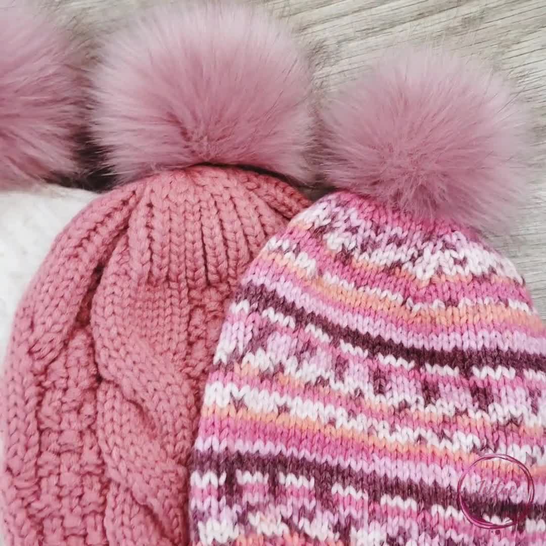 Custom Size Mauve Pink Faux Fur Pom Poms for Crochet Crafts Hats
