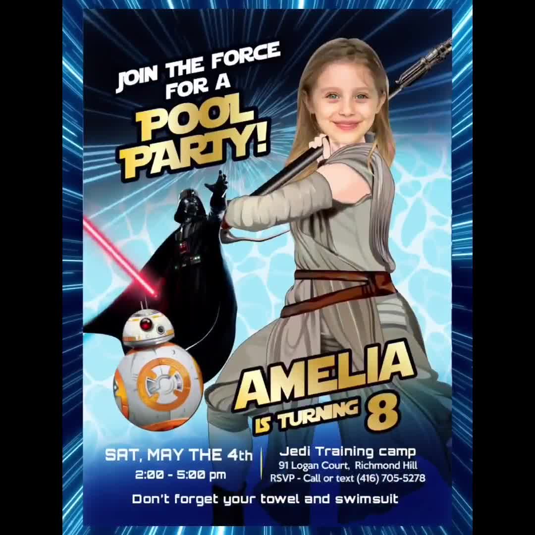 Jedi Jumping Party birthday Invitation, Star Wars Jumping Party flyer, Jedi Trampoline Park party, Star Wars Jumping themed template. 2364 video poster