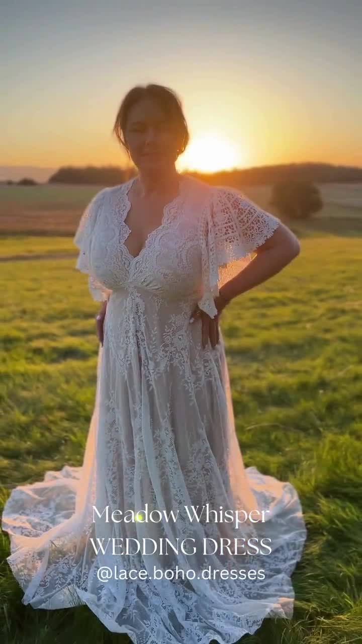 Meadow Whisper wedding dress, lace wedding dress, boho wedding dress,  elopement dress, plus size wedding dress, bohemian wedding dress