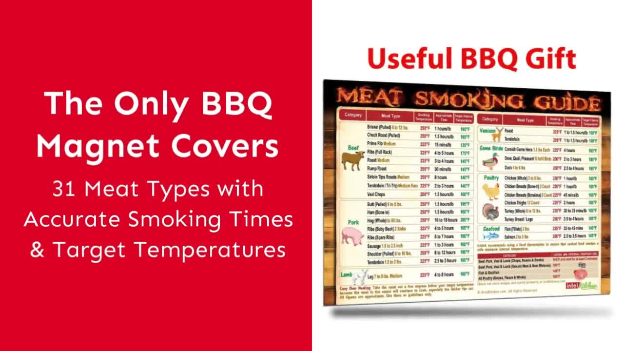 Levain & Co Meat Smoking Magnet & BBQ Smoker Guide - Smoker & Pellet Grill  Accessories - Wood, Time, & Temp - Grill Accessories for Outdoor Grill 