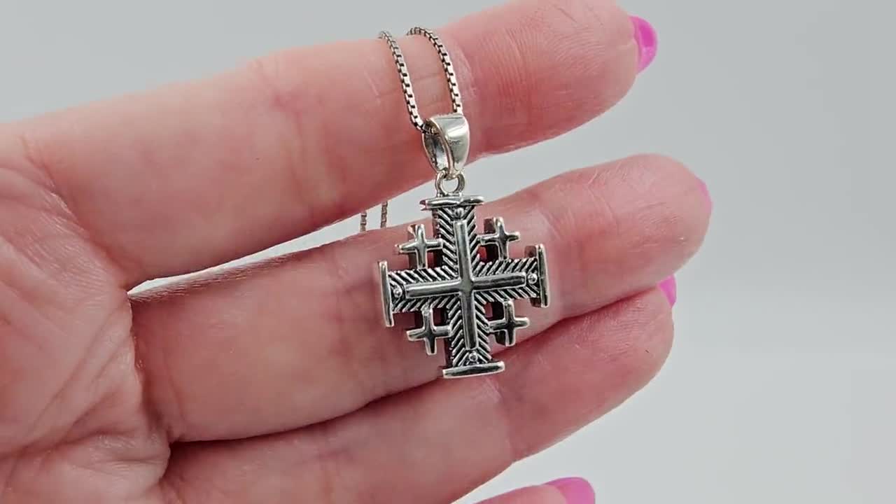 エルサレムクロスネックレス 925スターリングシルバー 十字軍クロス