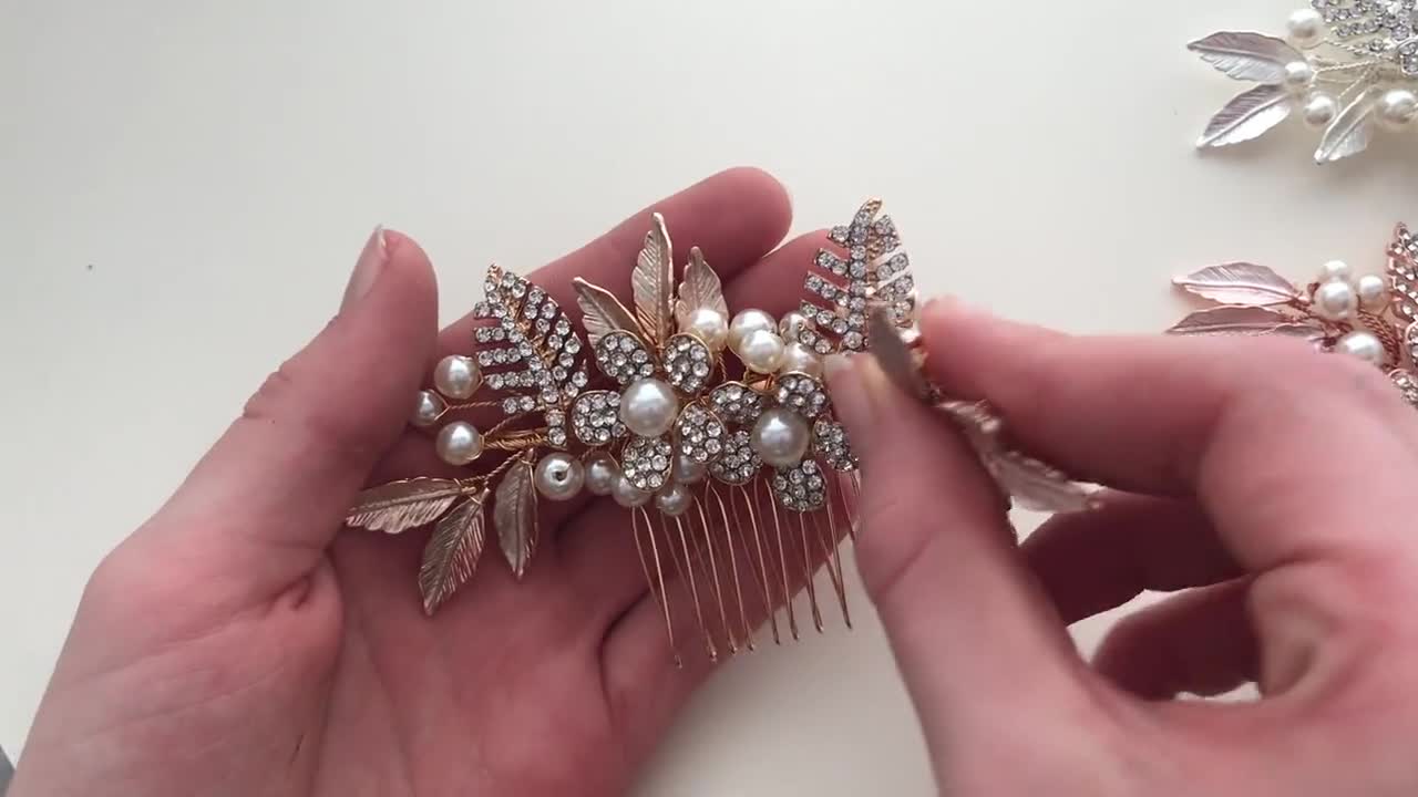 Vintage Style Pearl Hair Pin, Pearl Crystal Floral Hair Pin