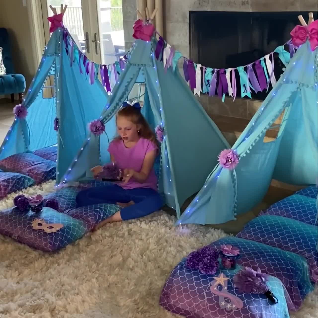 Mermaid Glamping Teepee Tent Sleepover Party in a Box 