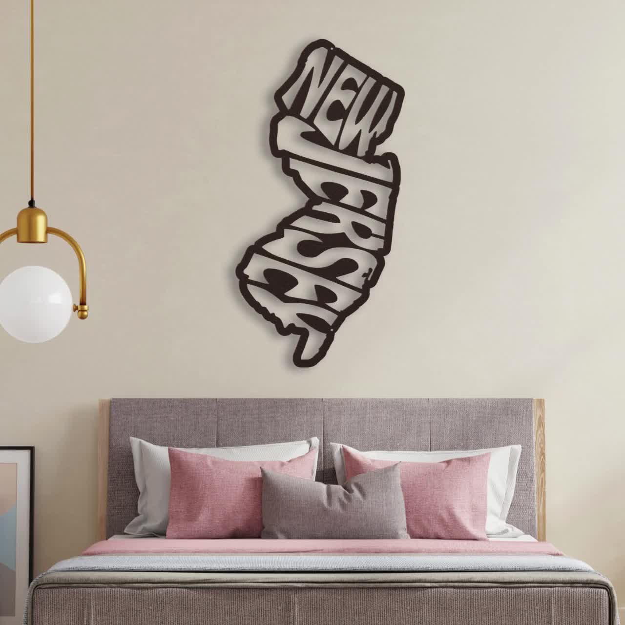 Letrero metálico decorativo para pared de Nueva Jersey, decoración de pared retro con el nombre del estado, ideal para dormitorios universitarios y el hogar. Regalo de Nueva Jersey. video poster