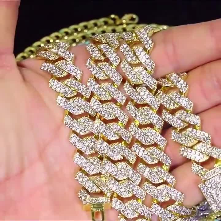 Ice Medley Cuban Bling Bling Chain 20MM White / Yellow Gold – HipHopBling