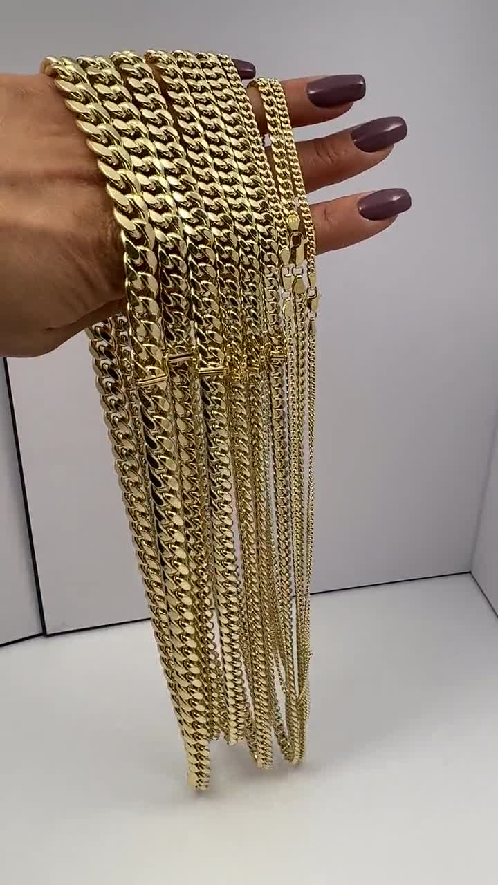 Miami Cuban Chain Necklace Real 10K Yellow Gold All Sizes