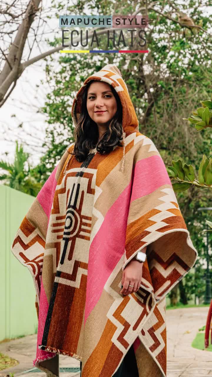100% Wool Poncho Style Mapuche Made in Ecuador by Milmarte 100% Wool Poncho Style Mapuche Made in Ecuador by Milmarte