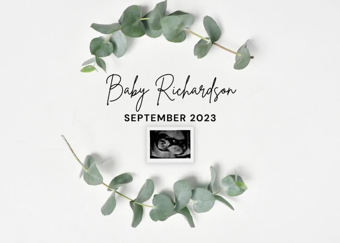 Tie Breaker Pregnancy Announcement Digital, Boho Baby Announcement
