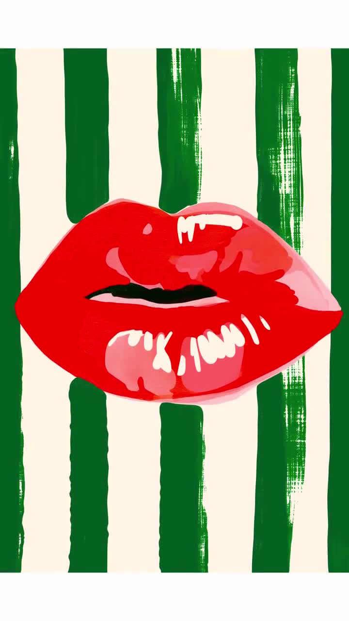 black red and green lips graphi c Vibrant print animation | Free Video Red lip Kiss mark emoji