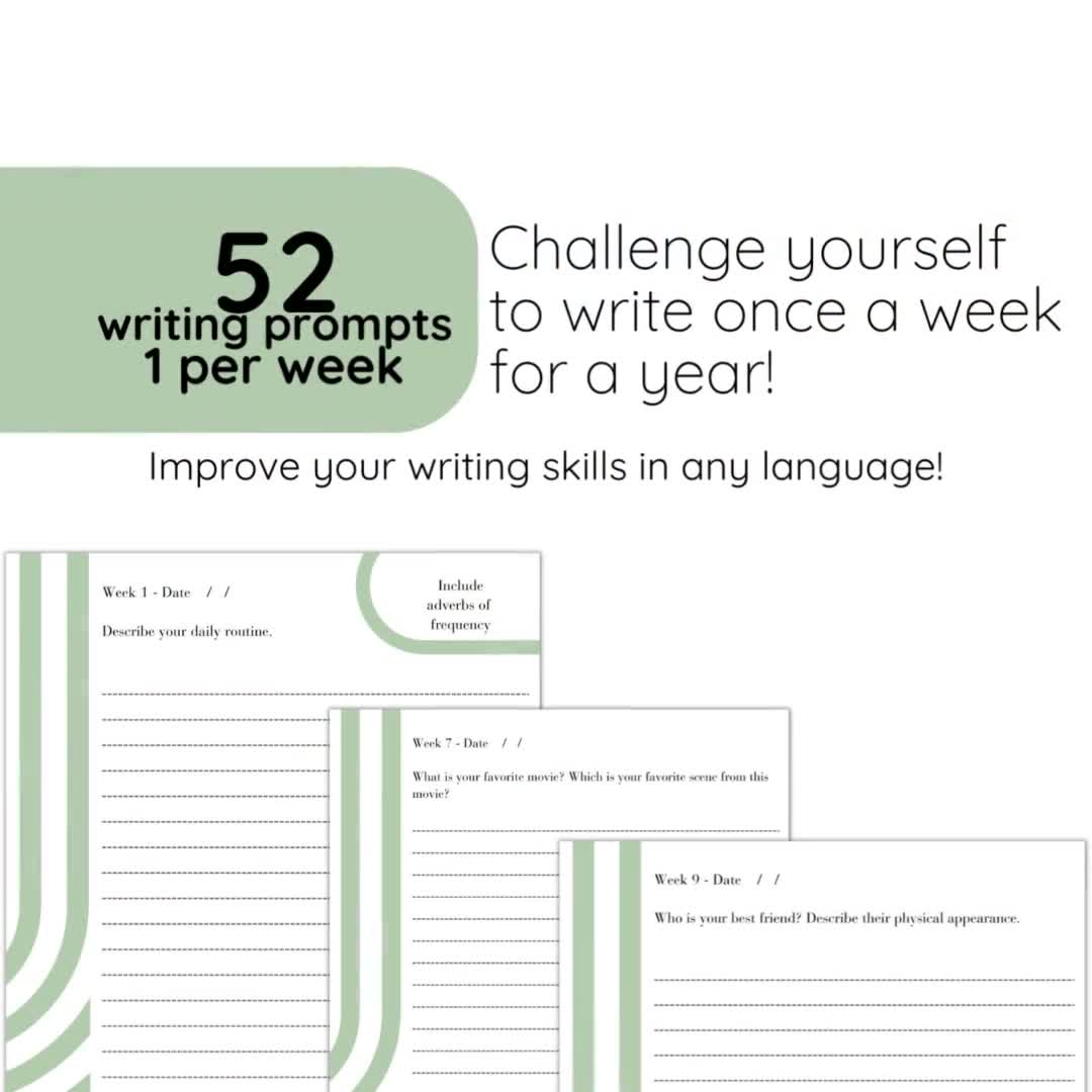 Minimalist Language Journal. 1 Year Writing Challenge. A1-A2 Language  Learning Notebook Digital & Printable Chinese Japanese French Spanish 