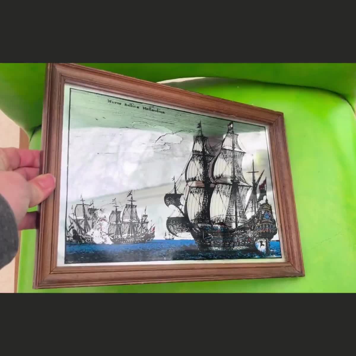 ヴィンテージ航海帆船 塗装済みミラー オランダ軍艦プリント