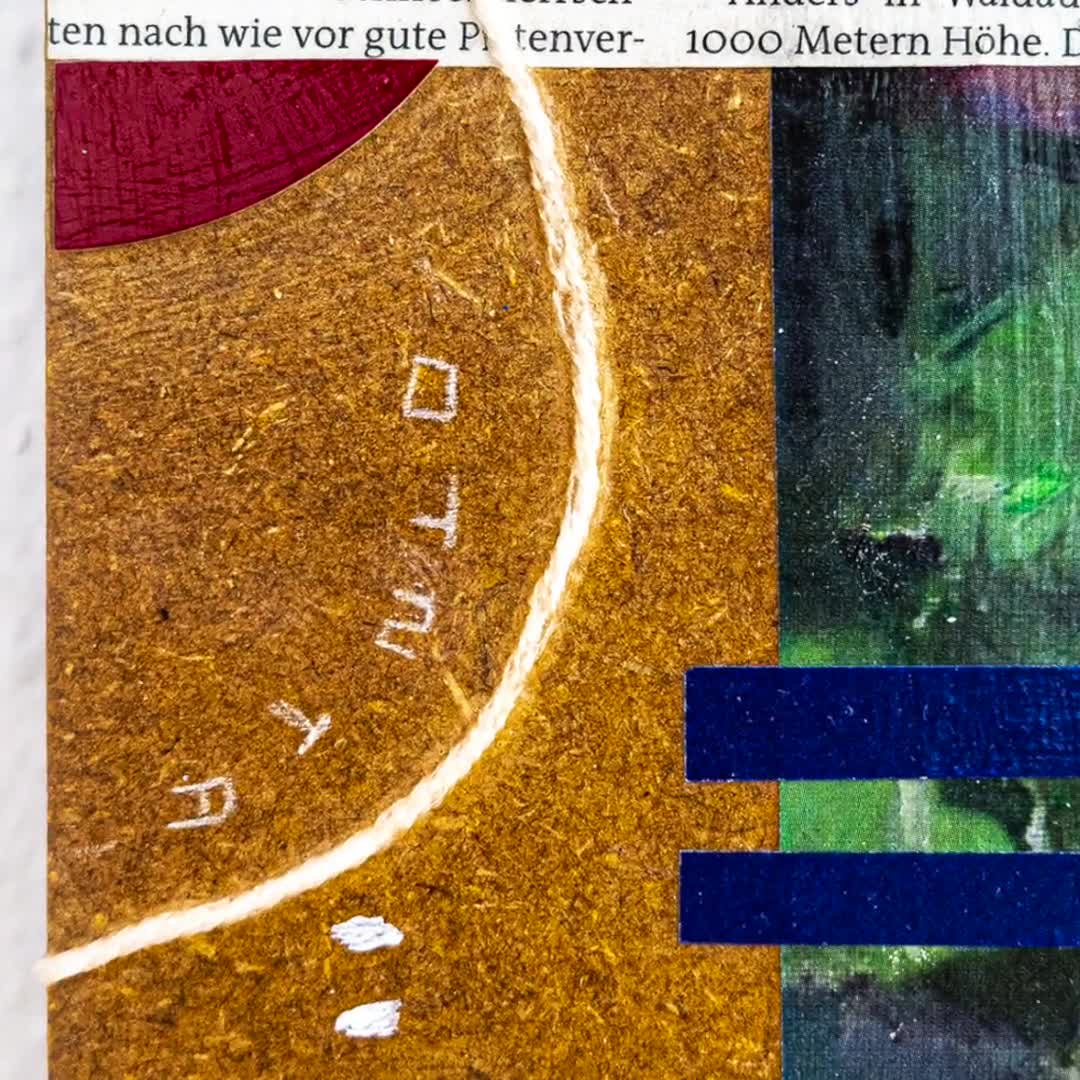 抽象画 ミクストメディアコラージュ 4インチ×6インチ (10 x 15 cm