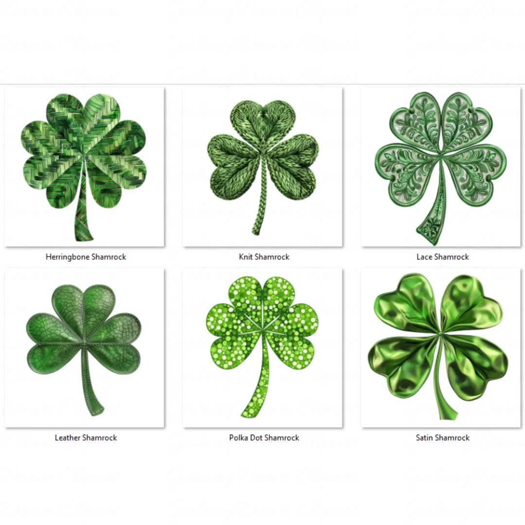 mixed media shamrock clipart, 4 four leaf clover png, st patricks day clip  art, saint pattys paddys, spring lucky irish, green greenery
