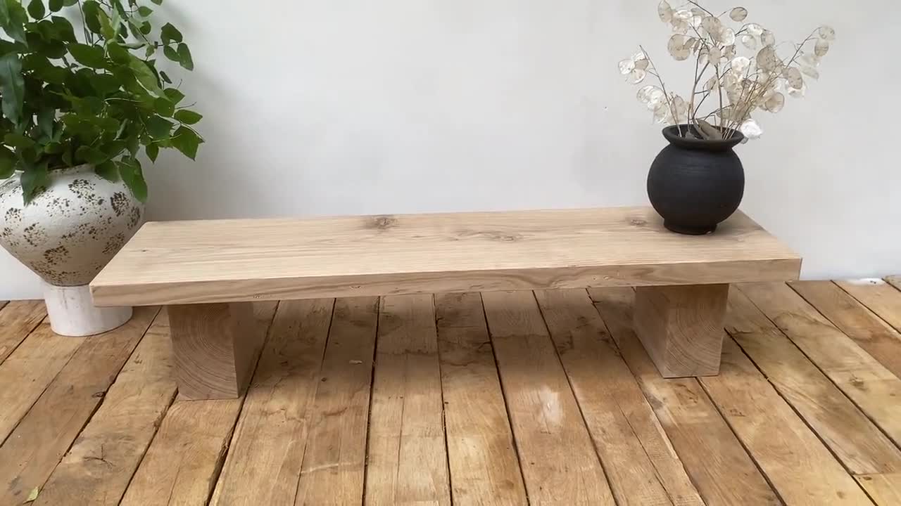 Handmade Solid Oak Entryway Bench: Minimalist Japandi Style video poster