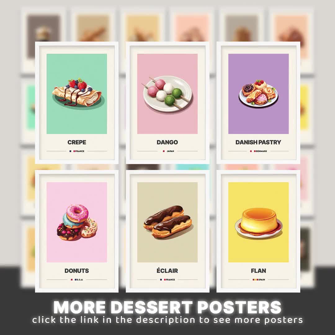 Mochi Poster | Japanese Dessert | Minimalist Cafe Decor