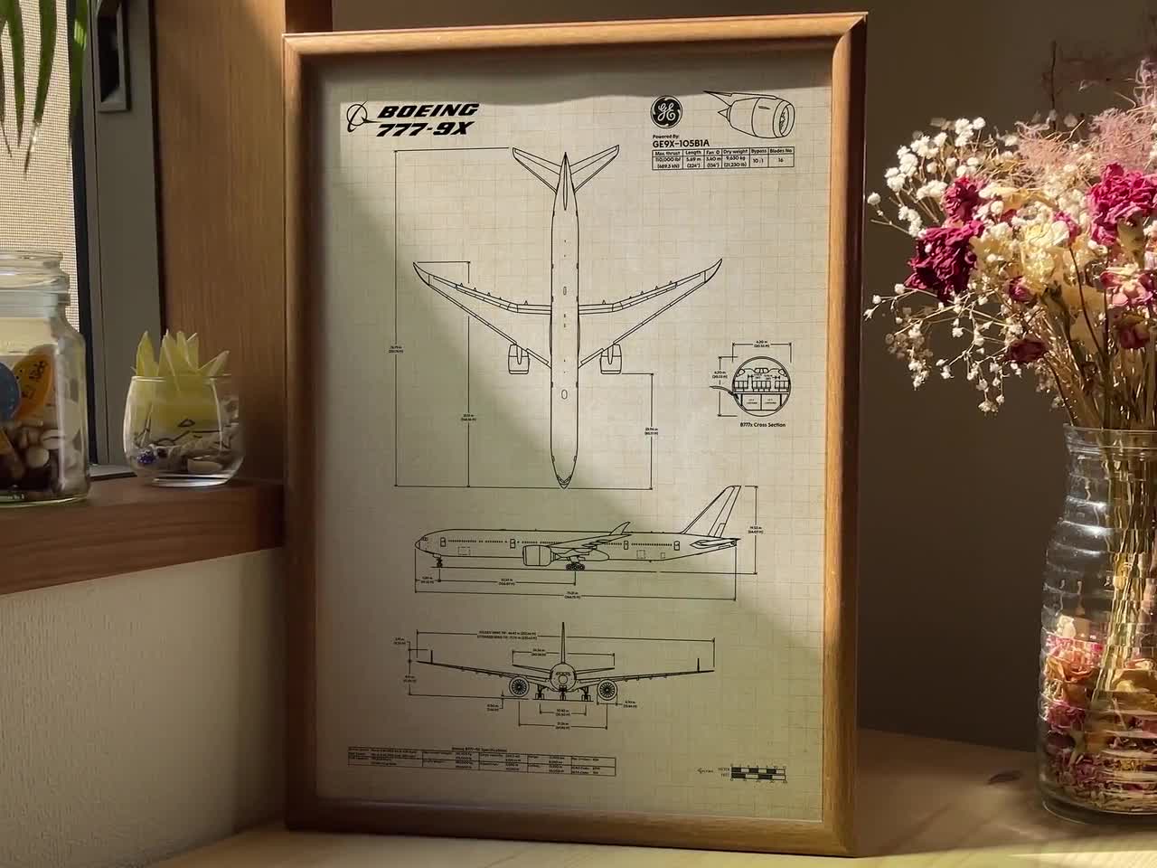 Boeing B777-9 Blueprint Poster Vertical | Aviation Wall Art - Etsy