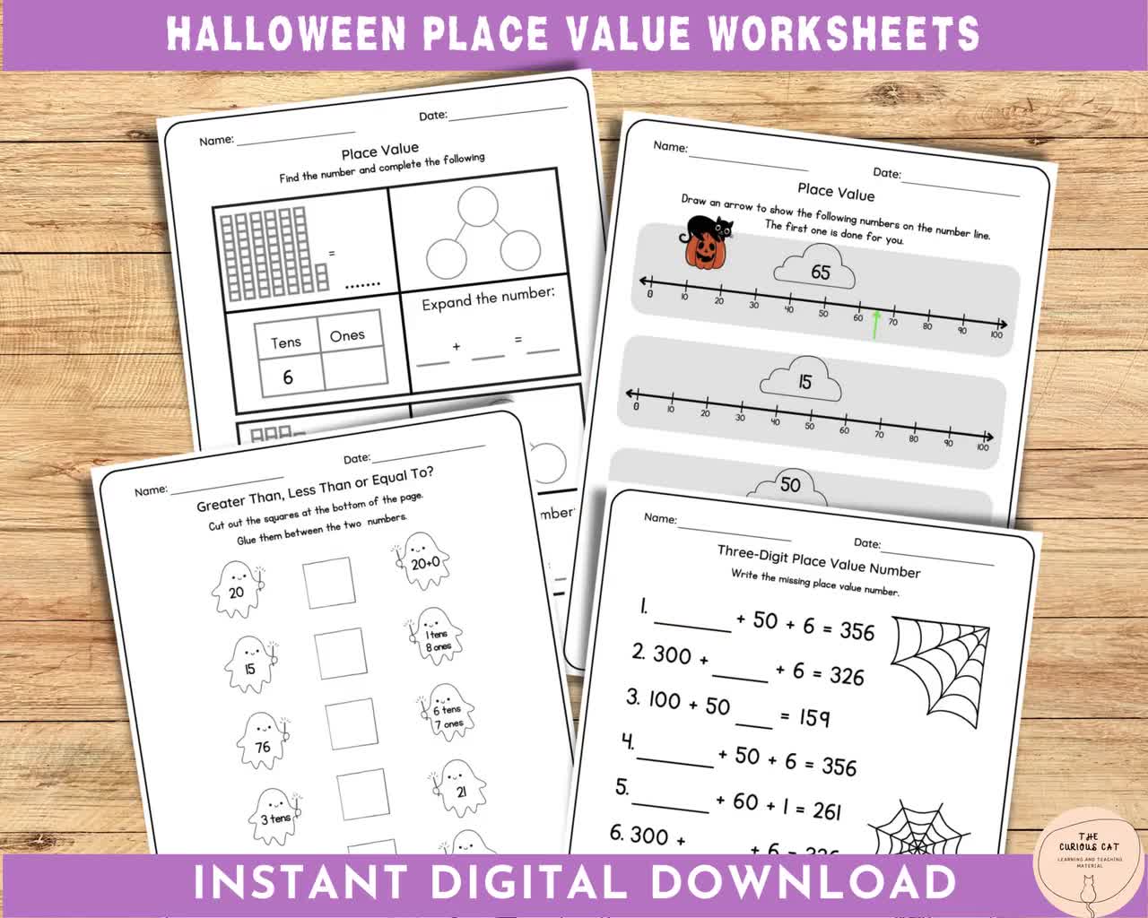 Hojas de trabajo de valor posicional de matemáticas, imprimibles de  matemáticas de segundo y tercer grado, hojas de trabajo divertidas de  Halloween, recursos para maestros, sin preparación, descarga instantánea -  Etsy México, image size:1280x1024