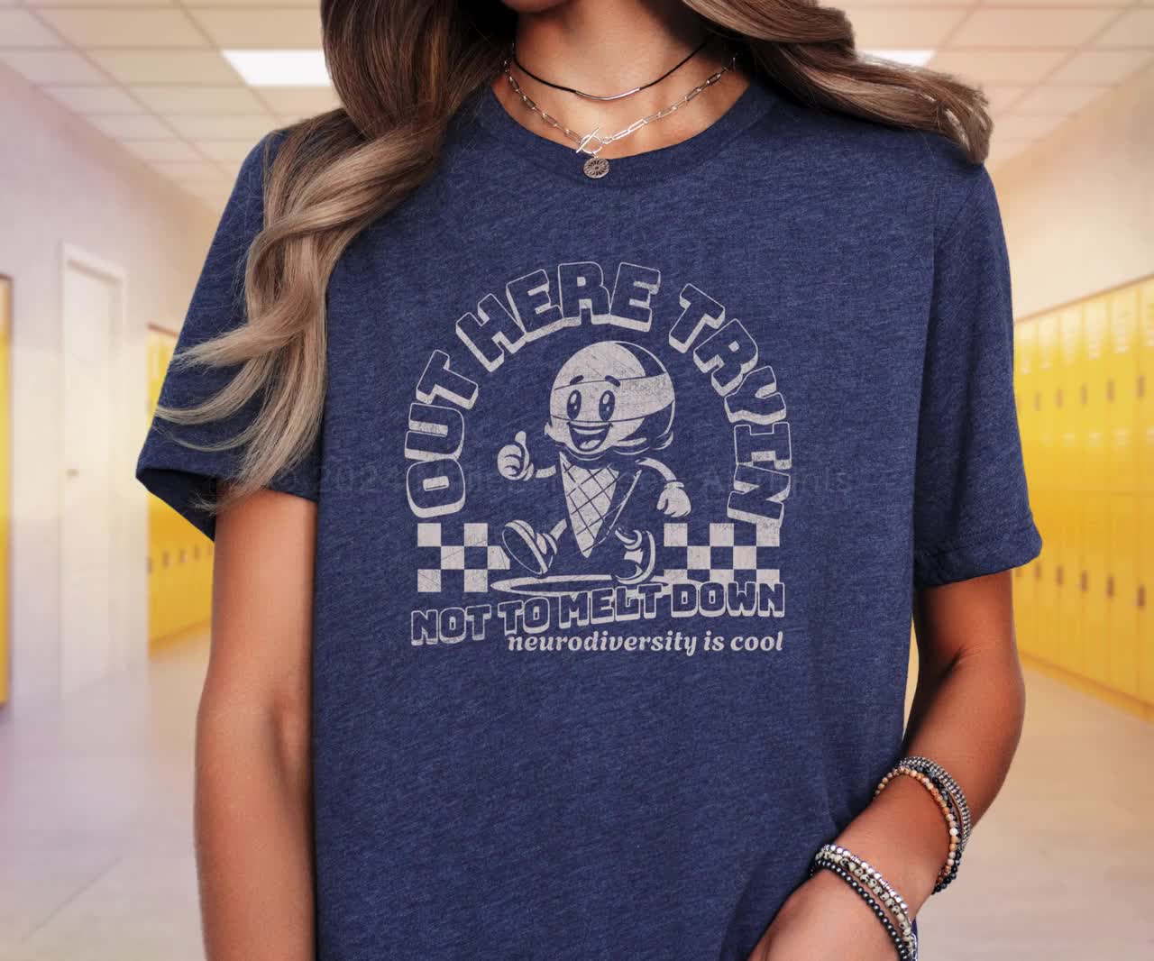 Camiseta de neurodiversidad, regalo neurodivergente para jóvenes y adultos, camiseta de concienciación sobre autismo y TDAH, camiseta de cuello redondo con dibujos retro de helado para niños o adultos. video poster