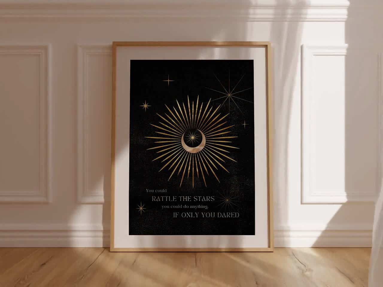 Rattle The Stars | Sarah J. Maas Quote | Throne Of Glass | Celaena  Sardothien | Elena | Celestial Moon Print | Bookish Art | Bookshelf Print