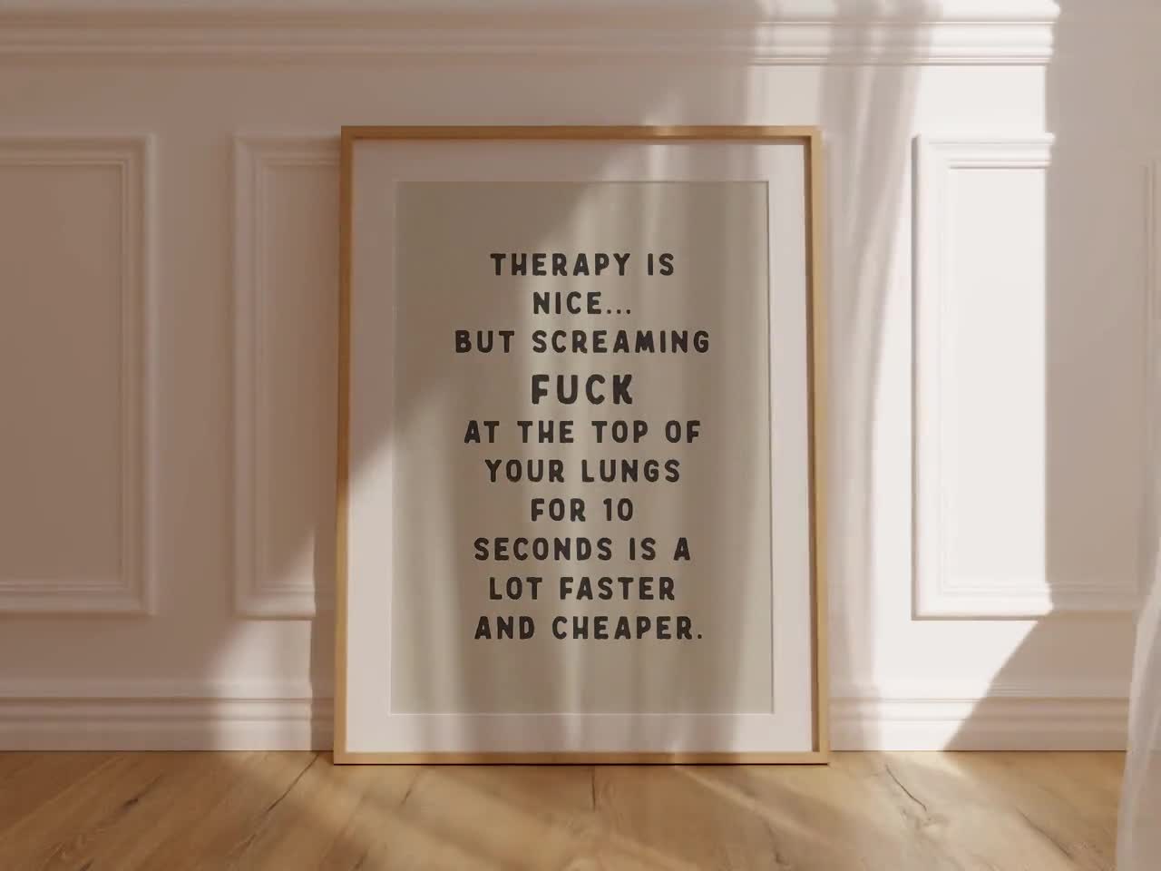 Therapy is Nice Funny Print Mental Health Typography Wall Art Home