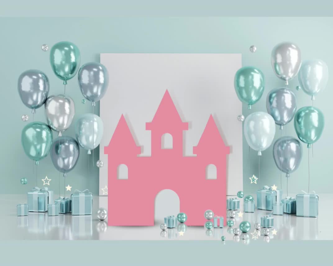 Incantevole modello di castello da 7 piedi per fondale/decorazioni per feste/decorazioni  di compleanno/decorazioni per baby shower fai da te/mosaici con palloncini  -  Italia