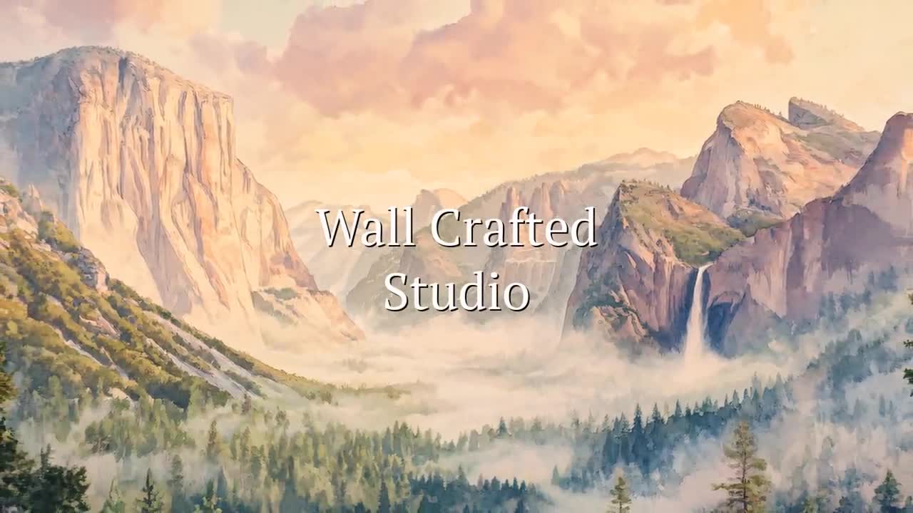 ヨセミテ国立公園の絵画、トンネルビューの日の出ウォールアート