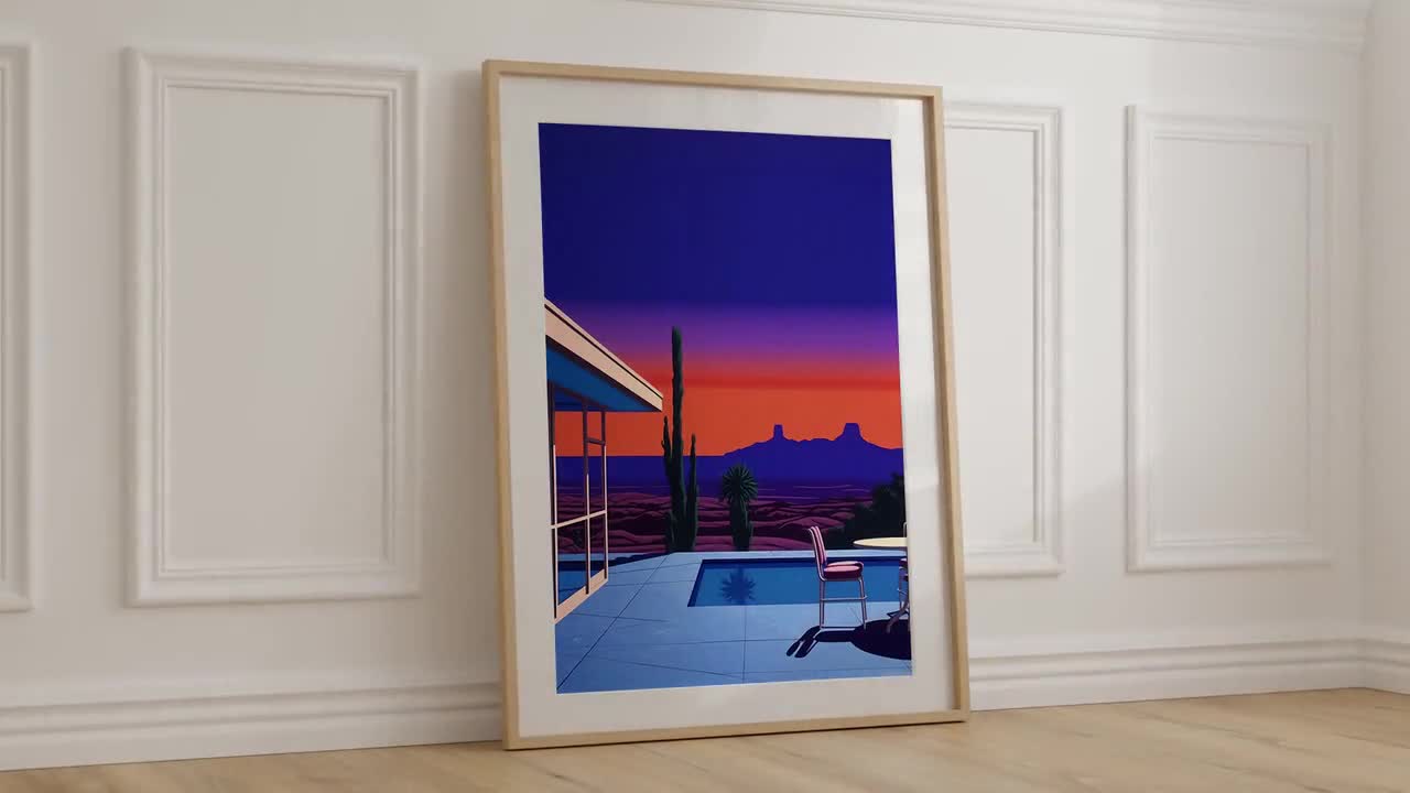 Hiroshi Nagai Palm Springs Sunset Print, Retro Pop Art Poster, Nagai Style  Home Decor, Palm Springs Wall Art, Museum Quality Reproduction