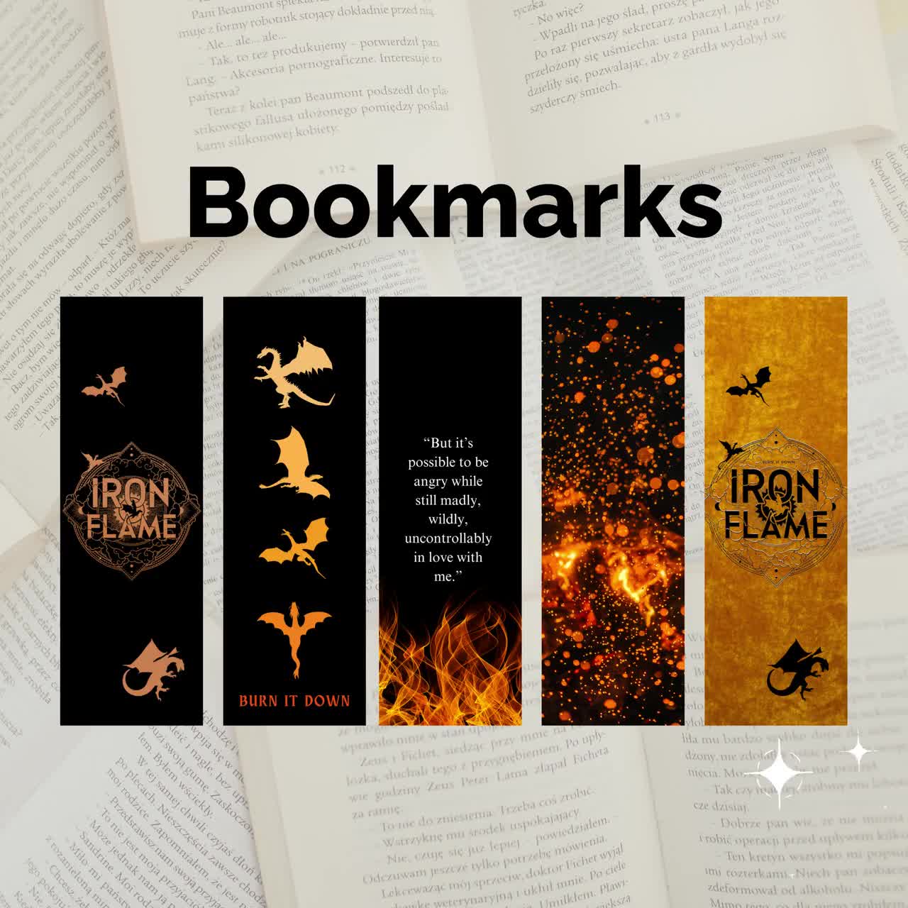 3 Printable Iron Flame Bookmarks, Inspired by the Much-anticipated Second  Book in the Empyrean Series, iron Flame 